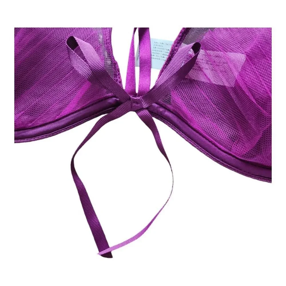 NWT $68 Passionata by Chantelle Charmeuse Underwire Bra Size 36D Sheer‎ Bow Sexy